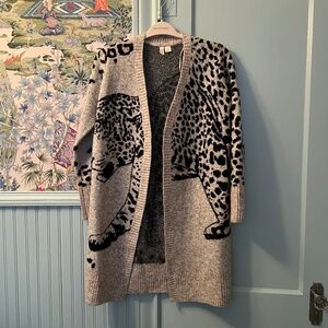 Anthropologie Cheetah Long Sweater Cardigan